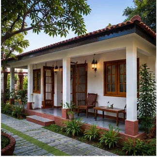 Welcoming independent guest house with a shaded veranda and garden